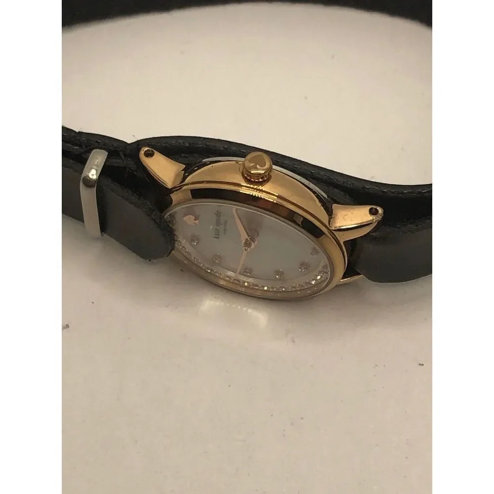 Kate Spade KSW1265 Women's Black Leather Analog Dial Quartz Wrist Watch OP354